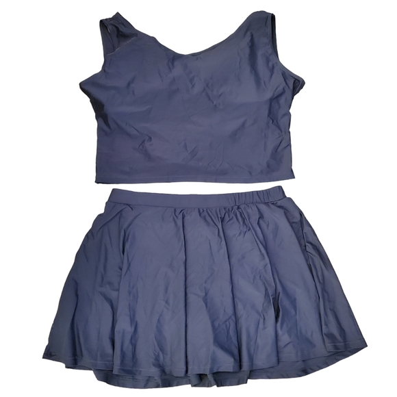 Honey Mark Swim Suit 3XL Charcoal Grey Basil Wrap Top & Sugar Skort - Picture 2 of 15